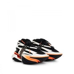 Balmain Unicorn Low-Neoprene & Calfskin in Black White Orange