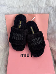Miu Miu Furry Slides For Woman With Original Box & CarryBag