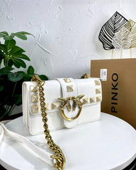 Pinko Love Studded Crossbody Bag With OG Box & Dust Bag White 9917