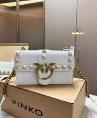 Pinko Love Studded Crossbody Bag With OG Box & Dust Bag White 9917