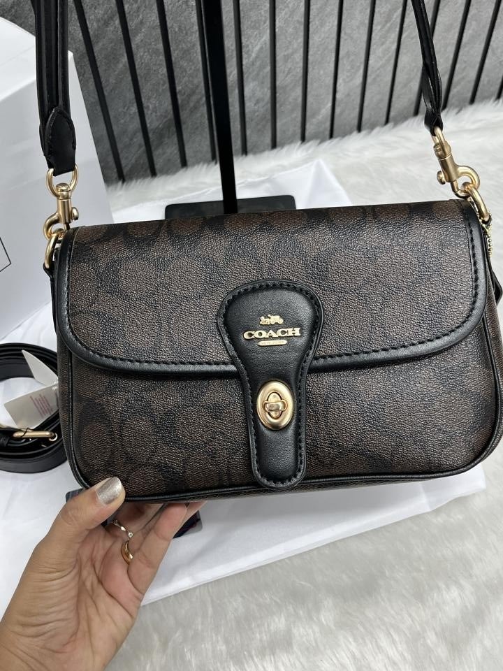 Coach Turnlock Hadley Black Shoulder Crossbody Bag With OriginalBox