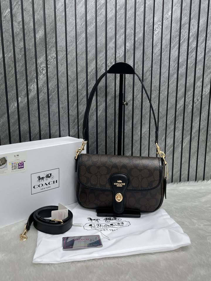 Coach Turnlock Hadley Black Shoulder Crossbody Bag With OriginalBox
