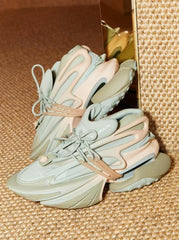 Balmain Unicorn Platform Sneakers Olive Salmon