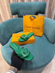 Louis Vuitton Lv Isola Green Flat Mule For Her Wid OG Box Carry Bag Green