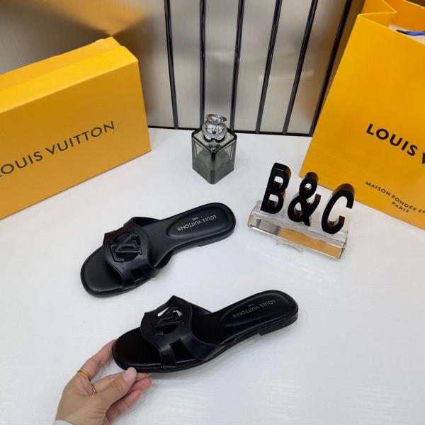 Louis Vuitton Lv Isola Black Flat Mule For Her Wid OG Box Carry Bag Black