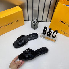 Louis Vuitton Lv Isola Black Flat Mule For Her Wid OG Box Carry Bag Black