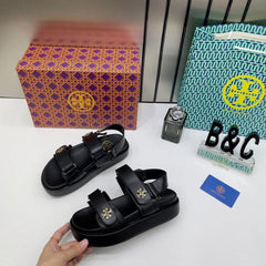 Tory Burch Kira leather Platform Sandals For Her With OG Box & Carry Bag 2020 TS Black