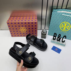 Tory Burch Kira leather Platform Sandals For Her With OG Box & Carry Bag 2020 TS Black