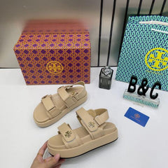 Tory Burch Kira leather Platform Sandals For Her With OG Box & Carry Bag 2020 TS Beige