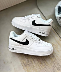 Nike Air Force 1 07 White Black Leather Sneakers