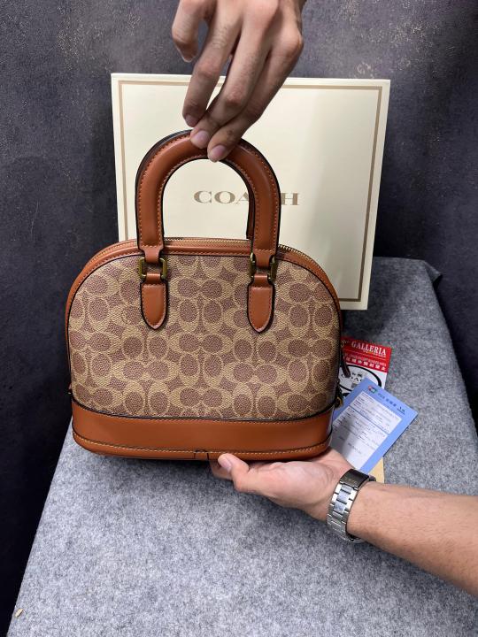 Coach Sierra Satchel In Signature Dark Apricot Carmel With OG Box Dust Bag 88067 Dark Apricot Carmel