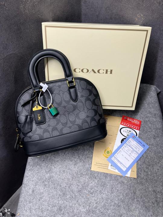 Coach Sierra Satchel In Signature Black Apricot With Black With OG Box Dust Bag 88067 Black Apricot With Black