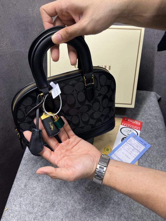 Coach Sierra Satchel In Signature Black Apricot With Black With OG Box Dust Bag 88067 Black Apricot With Black