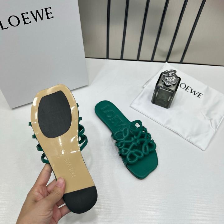 Loewe Petal Anagram Green Slides For Women With Original Box And Dust Cover Green 2506