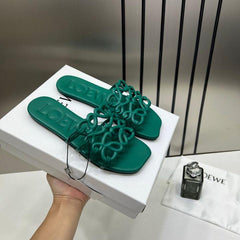Loewe Petal Anagram Green Slides For Women With Original Box And Dust Cover Green 2506