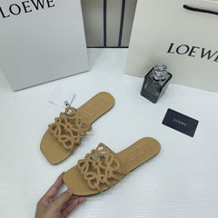 Loewe Petal Anagram Tan Beige Slides For Women With Original Box And Dust Cover Tan Beige 2506