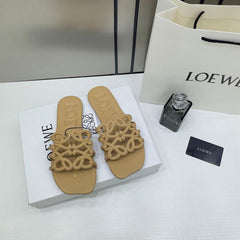 Loewe Petal Anagram Tan Beige Slides For Women With Original Box And Dust Cover Tan Beige 2506