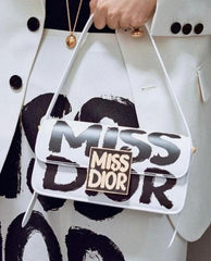 Miss Dior 2025 White Dior Flap Shoulderbag With OG Box Dust Bag & 2belts White D2426