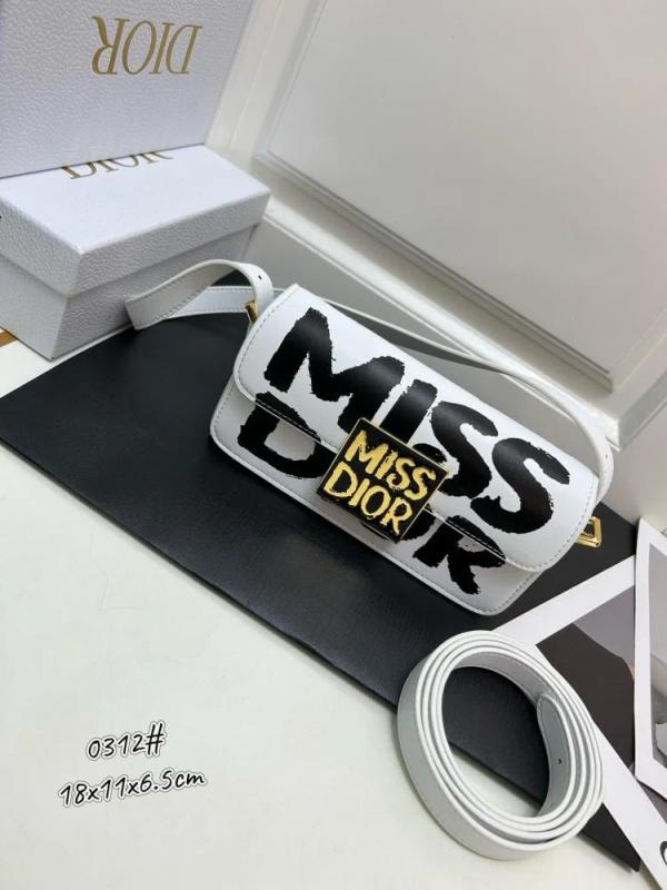 Miss Dior 2025 White Dior Flap Shoulderbag With OG Box Dust Bag & 2belts White D2426