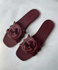 Gucci GG Interlocking Rubber Slides With OriginalBox CarryBag Premium Packing
