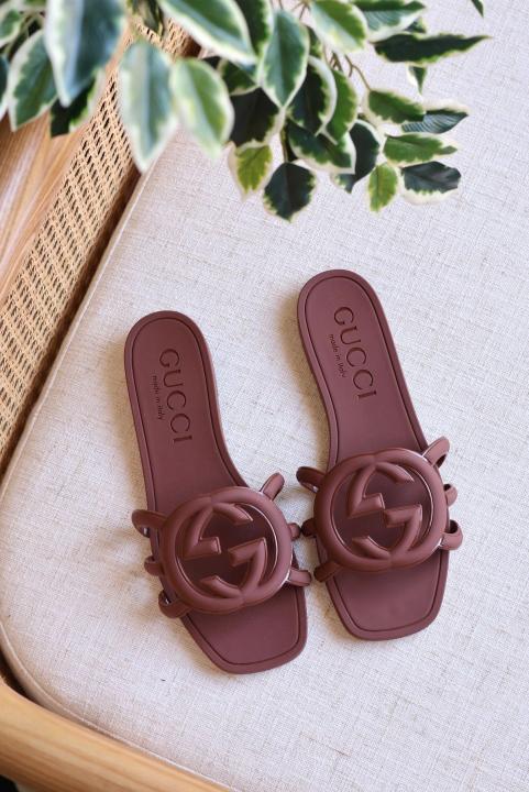 Gucci GG Interlocking Rubber Slides With OriginalBox CarryBag Premium Packing