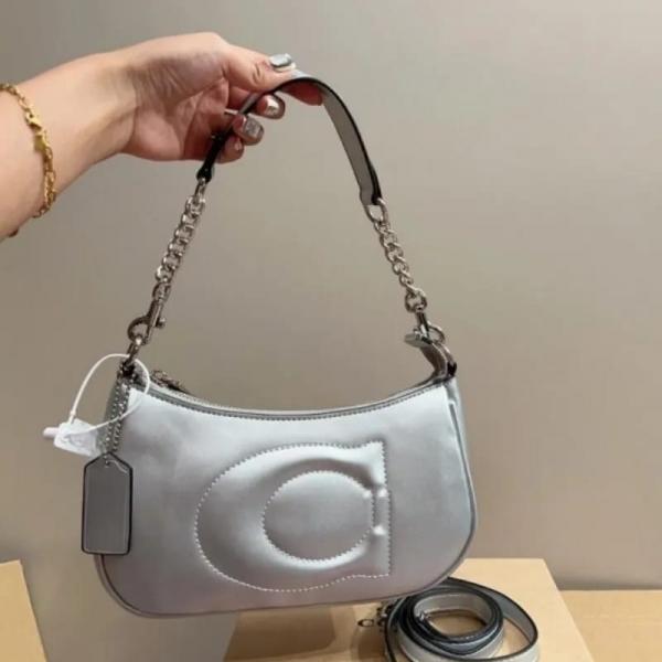 Coach GB Teri Shoulder Bag With Signature Quilting With OG Box & Dust Bag (CA548 Silver)