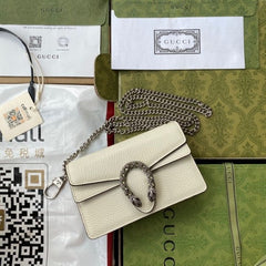 Gucci Dionysus Mini Bag In White Leather With OG Box Dust Cover & Carry Bag White 476430