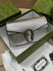 Gucci Dionysus Mini Bag In Silver Leather With OG Box Dust Cover & Carry Bag Silver 476430
