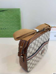 Gucci GG Supreme Messenger Unisex Bag Brown Leather With OG Box & Carry Bag 645452