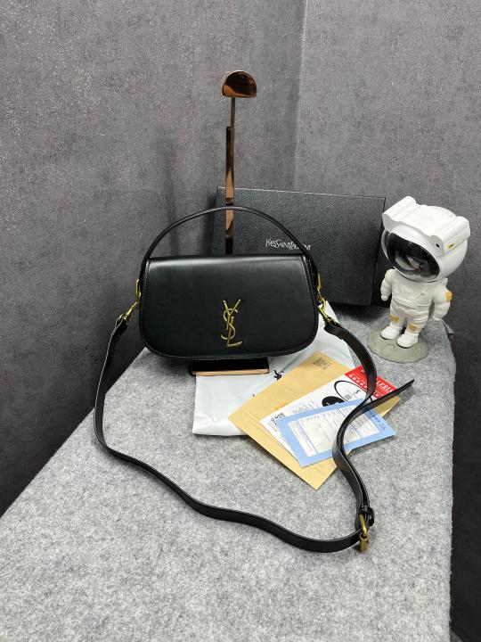 Ysl Saint Laurent Leather Shoulder Bag With OG Box & Dust Bag 3866 Black