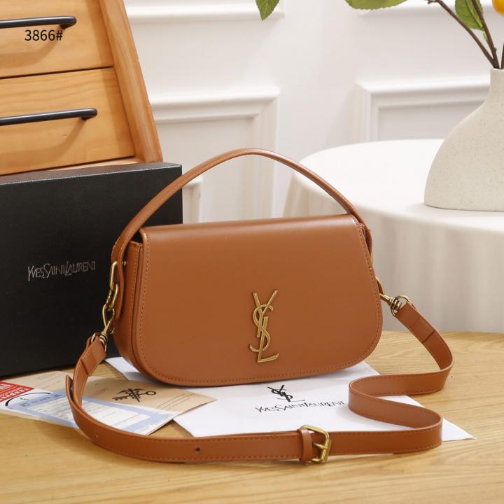 Ysl Saint Laurent Leather Shoulder Bag With OG Box & Dust Bag 3866 Brown