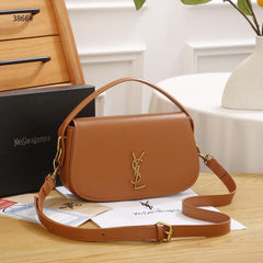 Ysl Saint Laurent Leather Shoulder Bag With OG Box & Dust Bag 3866 Brown