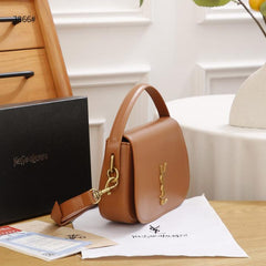 Ysl Saint Laurent Leather Shoulder Bag With OG Box & Dust Bag 3866 Brown