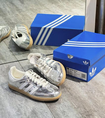 Adidas Samba OG Silver Metallic Cracked Leather Women