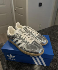 Adidas Samba OG Silver Metallic Cracked Leather Women