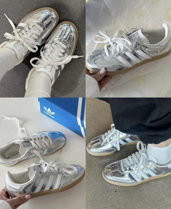 Adidas Samba OG Silver Metallic Cracked Leather Women