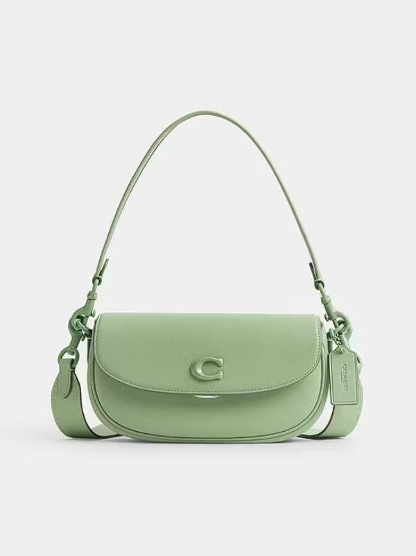 Coach Emmy Saddle Bag 23 Green With OG Box & Dust Bag C205 Green