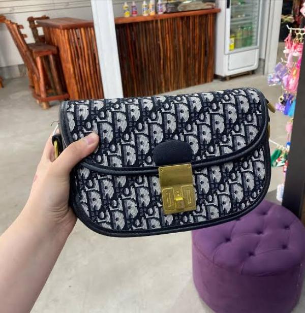 Christian Dior Oblique Monogram Bag With Bill OG Box & Dust Bag 78806 Black