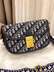 Christian Dior Oblique Monogram Bag With Bill OG Box & Dust Bag 78806 Black