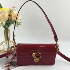 Coach Studio Baguette Red Patent Leather Shoulder Bag