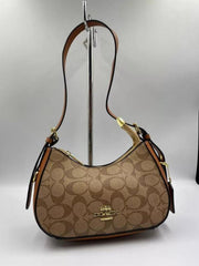 Coach Kleo Hobo In Signature Canvas With Box & Dust Bag & Sling Belt Apricot Brown C8470