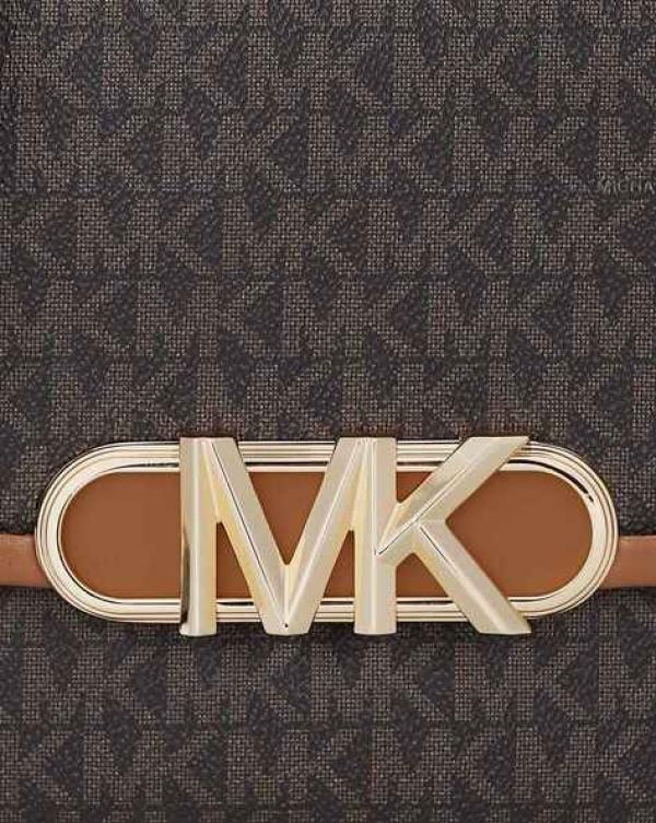Michael Kors Parker Medium Logo Coffee Brown Messenger Bag With OG Box Dust Cover & Carry Bag 100828 Coffee Brown