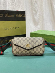 Gucci Ophidia mini GG Supreme Canvas Shoulder Bag With OG Double Box Carry Bag 764961