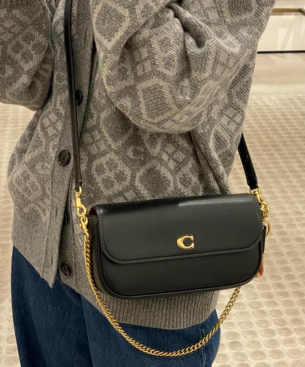 Coach Brook Flap Chain Bag With OG Box Dust Cover CAN90 Black