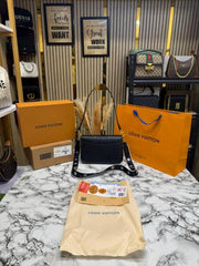 LOUIS VUITTON MARELLINI SHOULDER BAG WITH DOUBLE OG BOX AND DUST BAG INCLUDING CARRY BAG (BLACK)