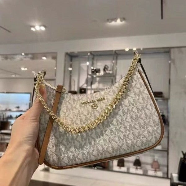 Michael Kors MK Jet Set Charm Small Logo Pochette With OG Box (5575 Beige Brown)