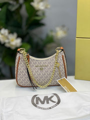 Michael Kors MK Jet Set Charm Small Logo Pochette With OG Box (5575 Beige Brown)