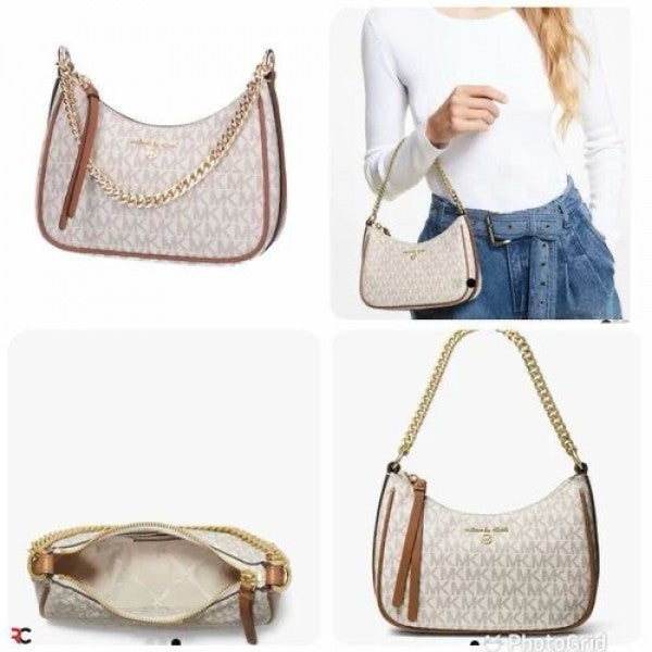 Michael Kors MK Jet Set Charm Small Logo Pochette With OG Box (5575 Beige Brown)