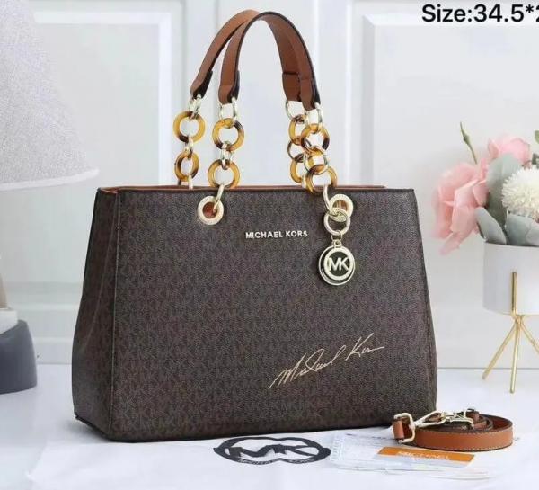 Michael Kors Cynthia Signature Bag With Dust Bag (5340 Coffee Brown)