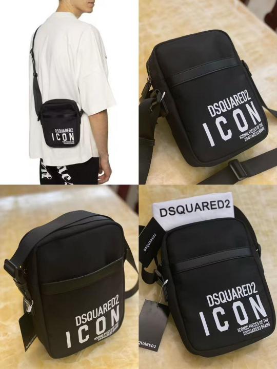 Dsquared2 Icon Print Crossbody Bag In D1113 Black With Dust Bag